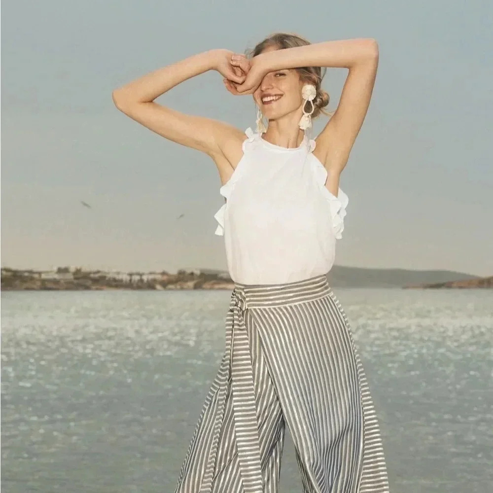 NWT new Anthropologie cloth & stone white ruffled tank sleeveless top MP medium - Picture 8 of 16